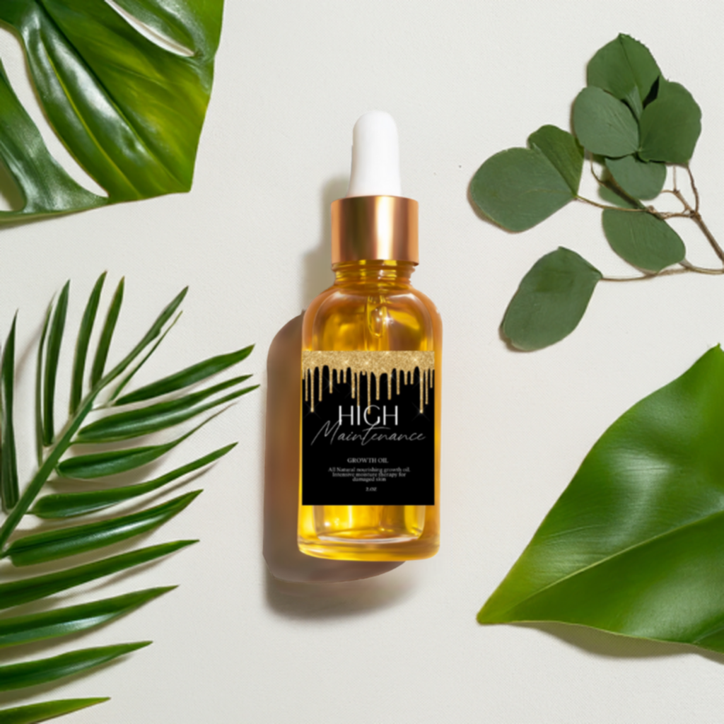 High Maintenance Hair Growth Oil- 2oz and 1oz.Hair Oil & Scalp Strengthening Hair Growth Oil with  Natural Virgin oil- Nourishing Treatment for Dry, Damaged Hair, Split Ends, and Healthy Growth